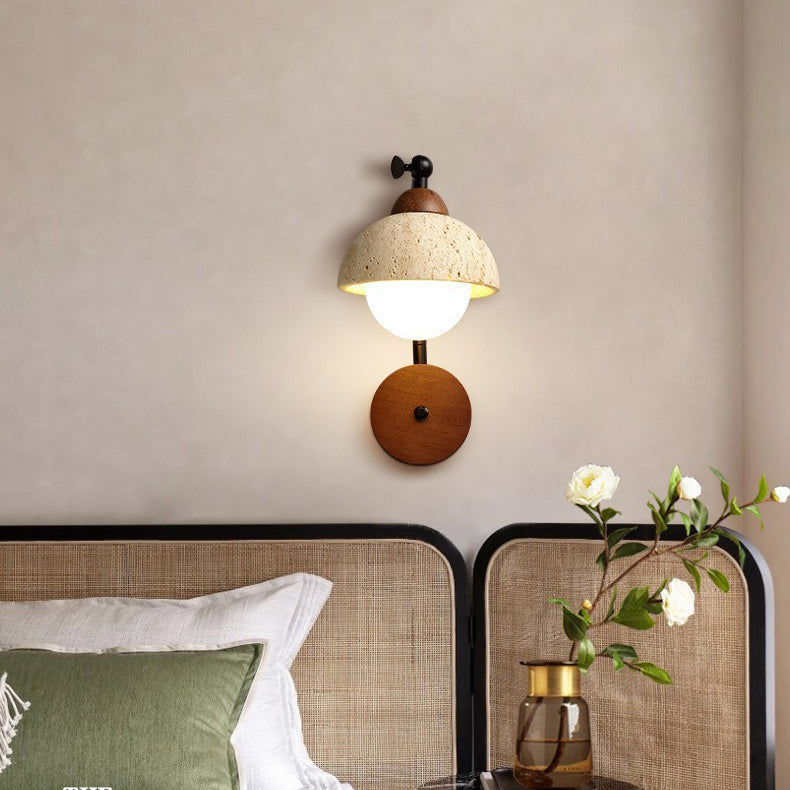 Dome Natural Yellow Travertine Wall Lamp