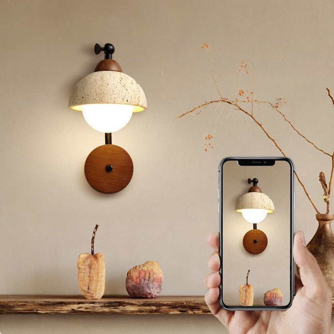 Dome Natural Yellow Travertine Wall Lamp