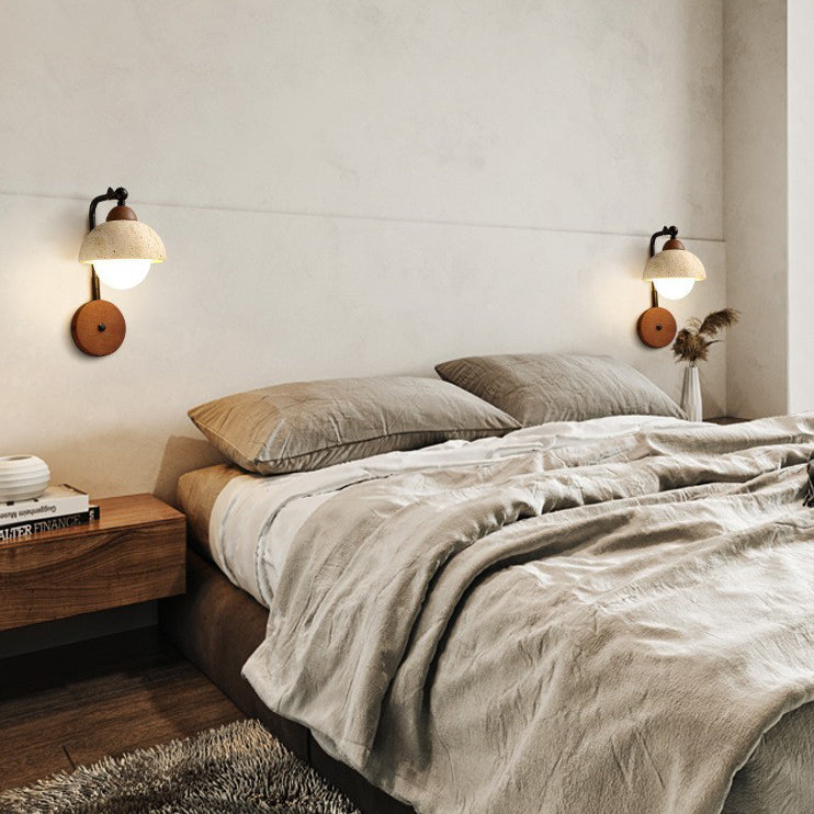 Dome Natural Yellow Travertine Wall Lamp