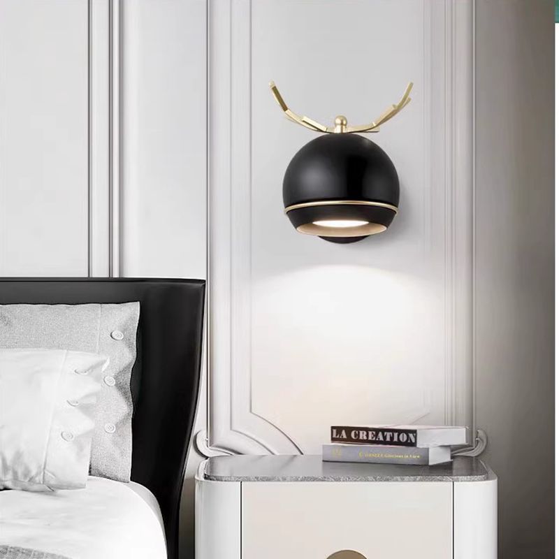 Antlers Globe Iron Bedroom Wall Lamp