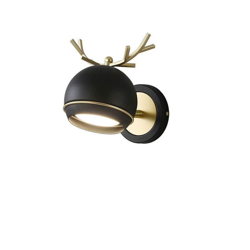 Antlers Globe Iron Bedroom Wall Lamp