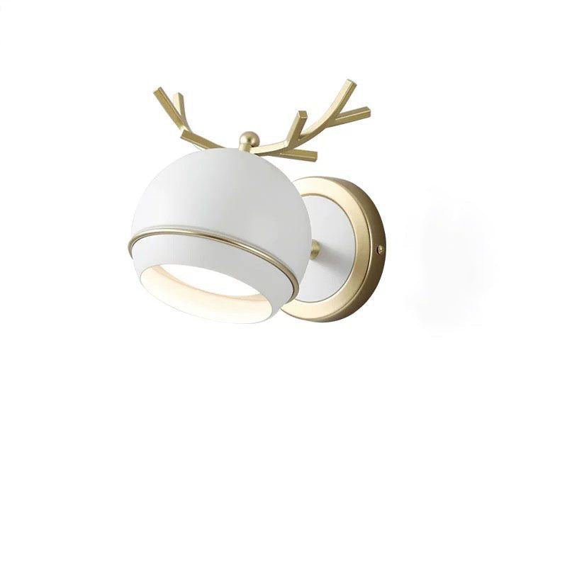 Antlers Globe Iron Bedroom Wall Lamp