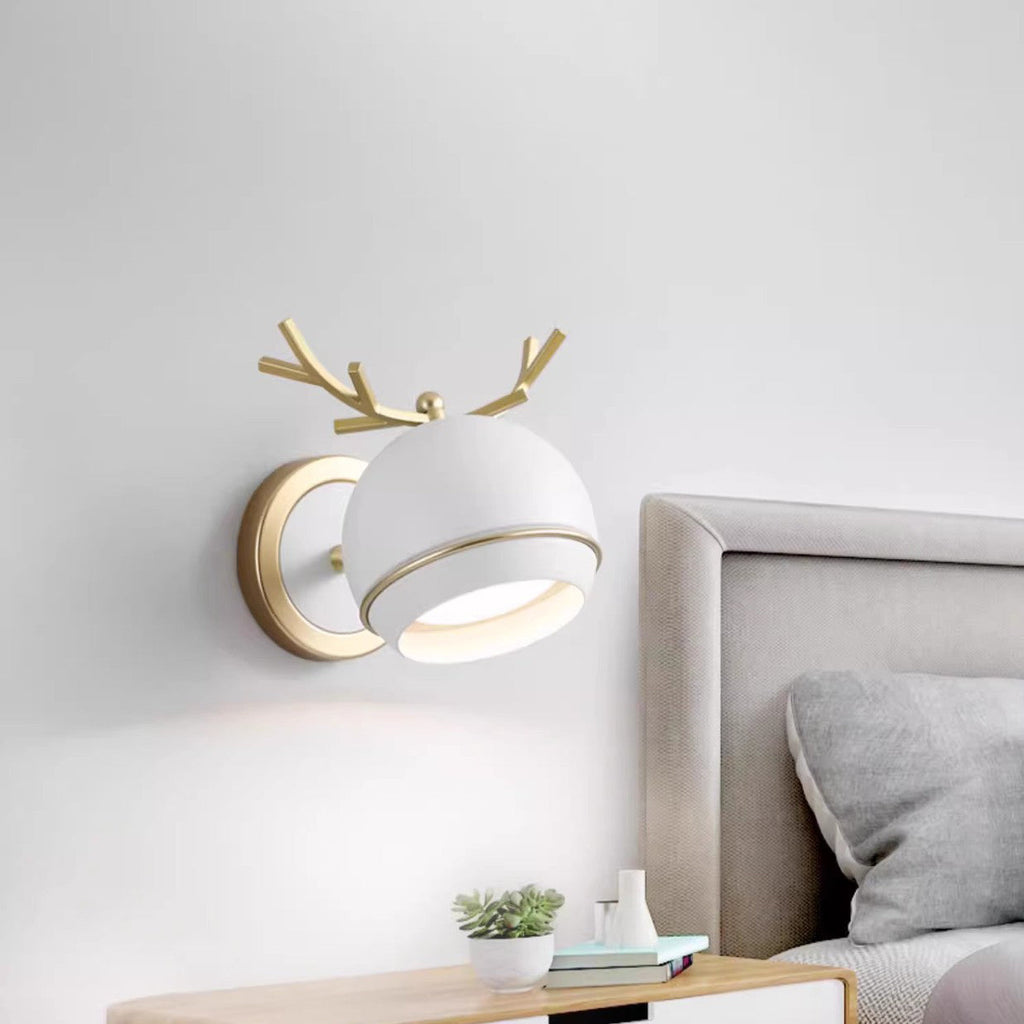 Antlers Globe Iron Bedroom Wall Lamp