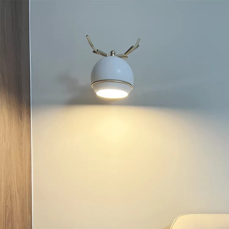 Antlers Globe Iron Bedroom Wall Lamp