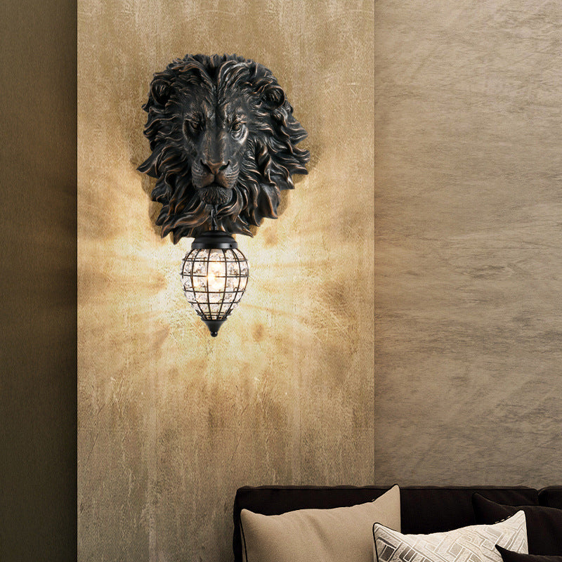 Lion Water Drop Resin Wall Lamp