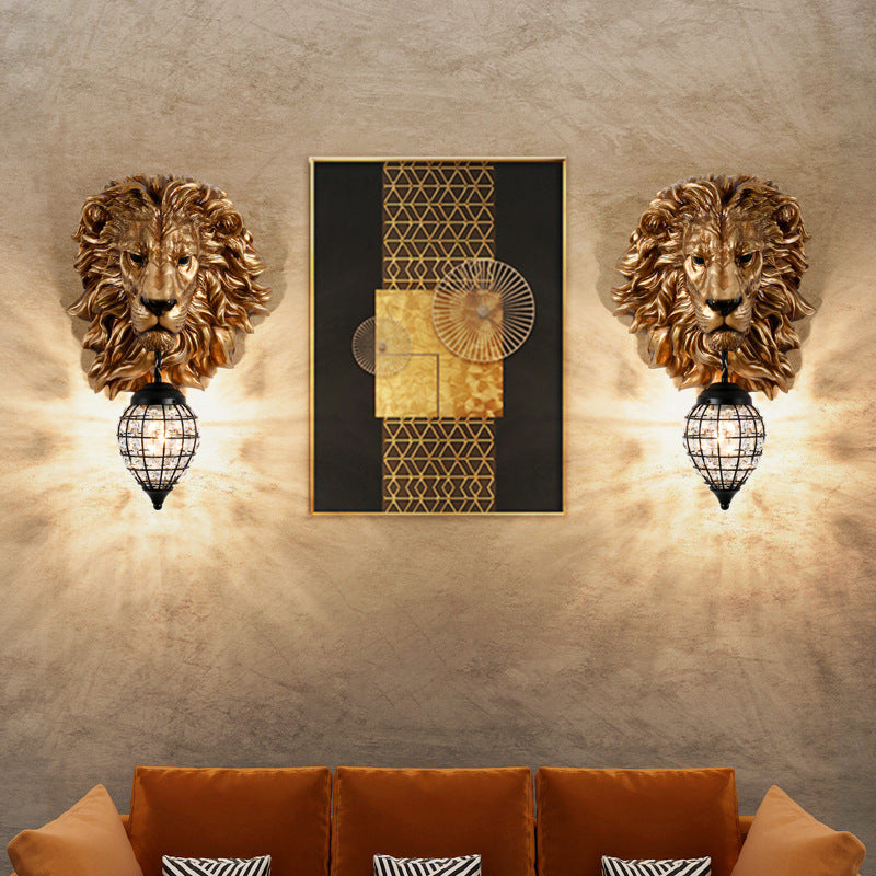 Lion Water Drop Resin Wall Lamp