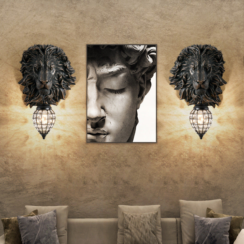 Lion Water Drop Resin Wall Lamp