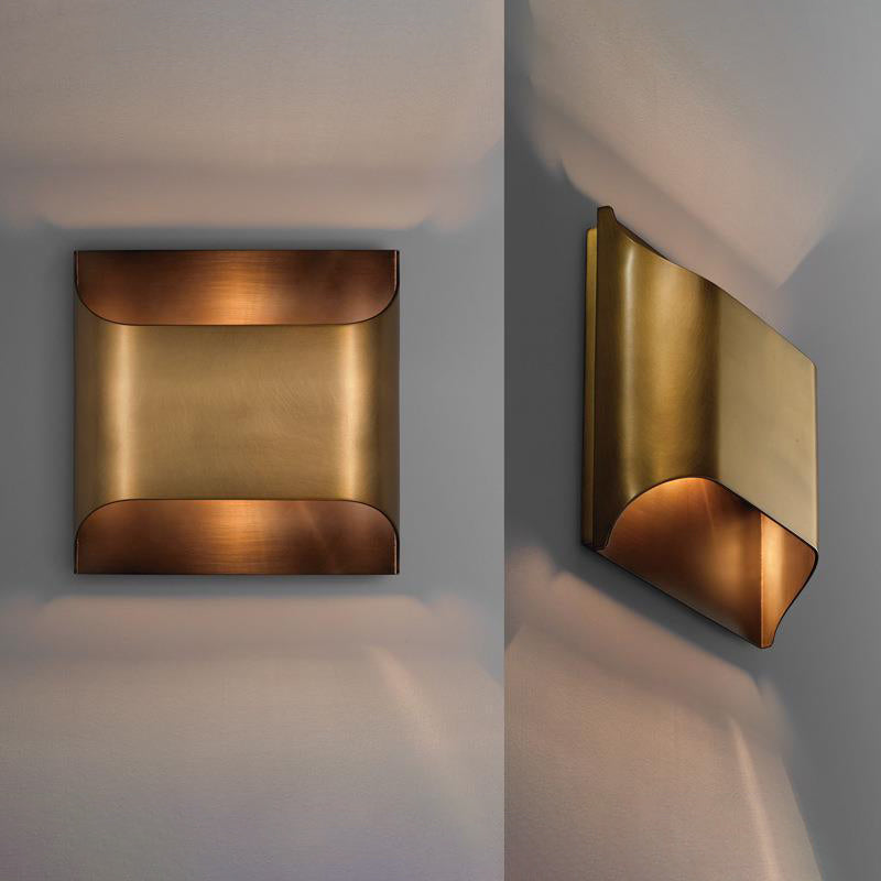 Square Copper Living Room Wall Lamp