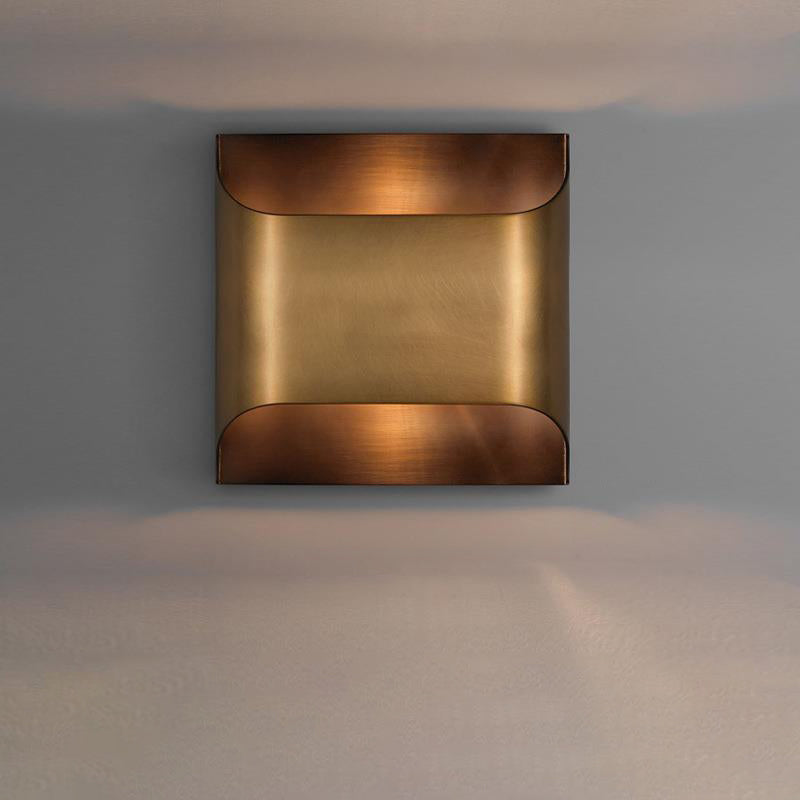 Square Copper Living Room Wall Lamp