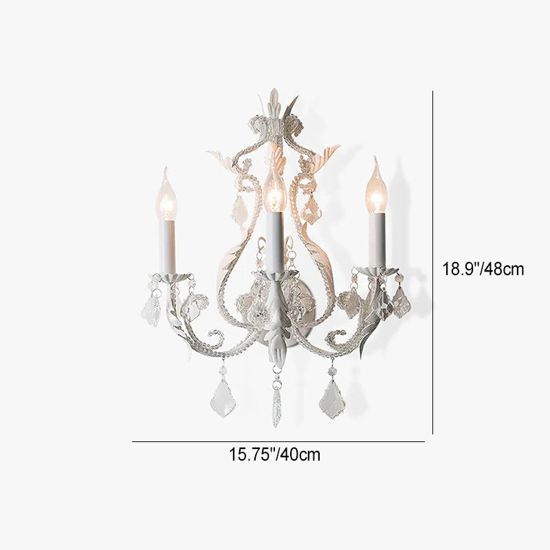 Candle Iron Crystal Glass 3-Light Wall Lamp