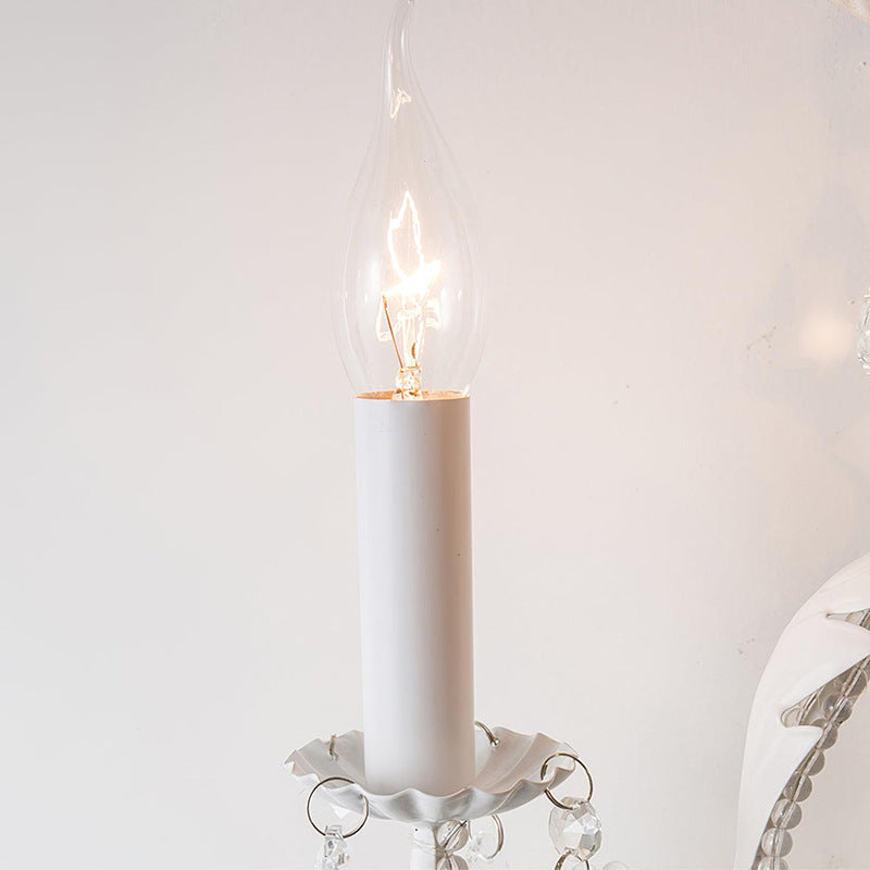 Candle Iron Crystal Glass 3-Light Wall Lamp