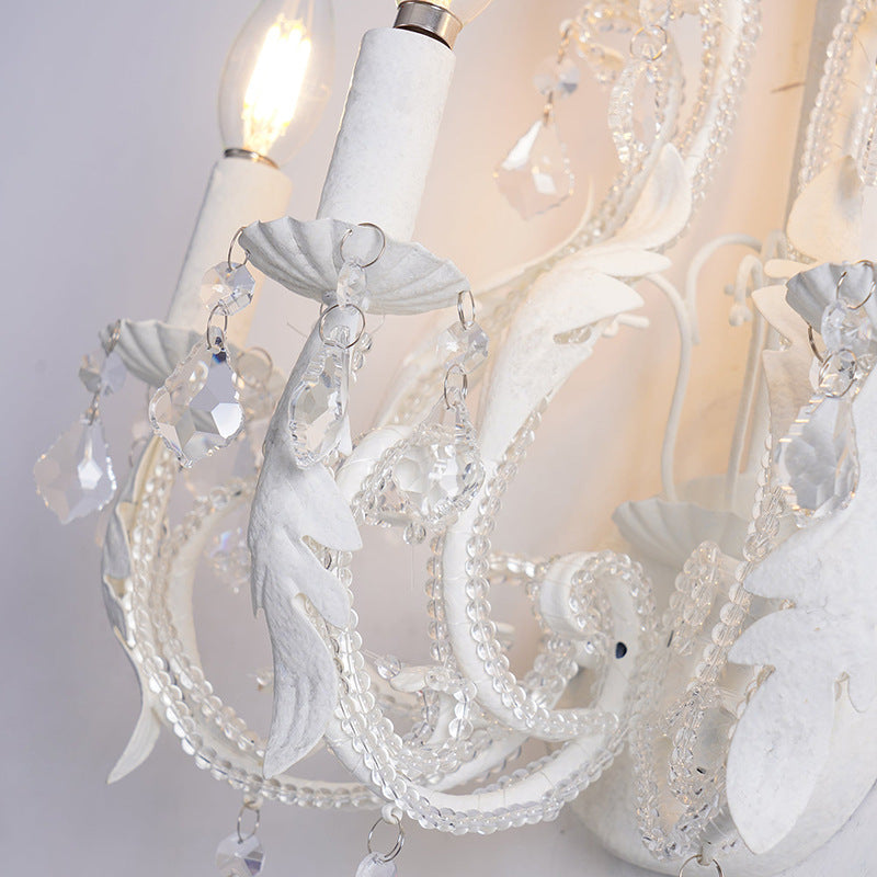 Candle Iron Crystal Glass 3-Light Wall Lamp