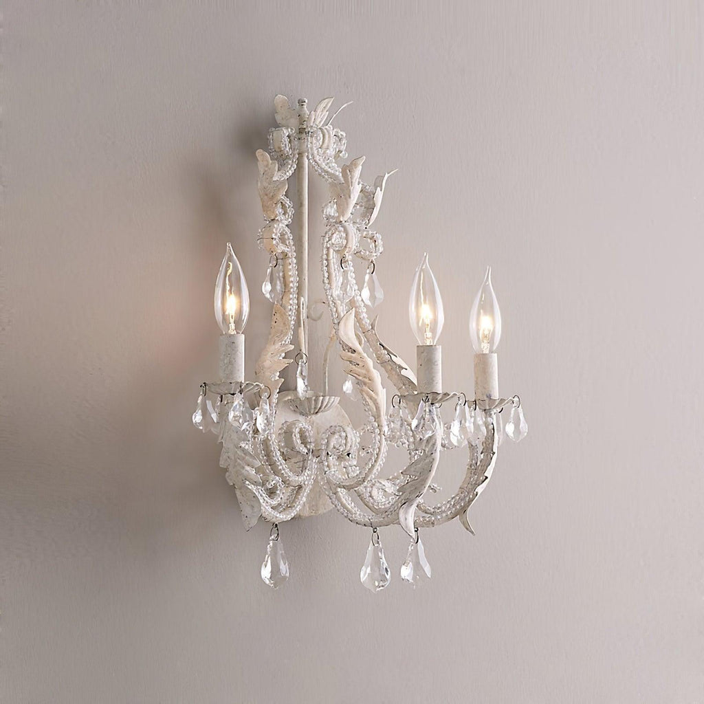 Candle Iron Crystal Glass 3-Light Wall Lamp