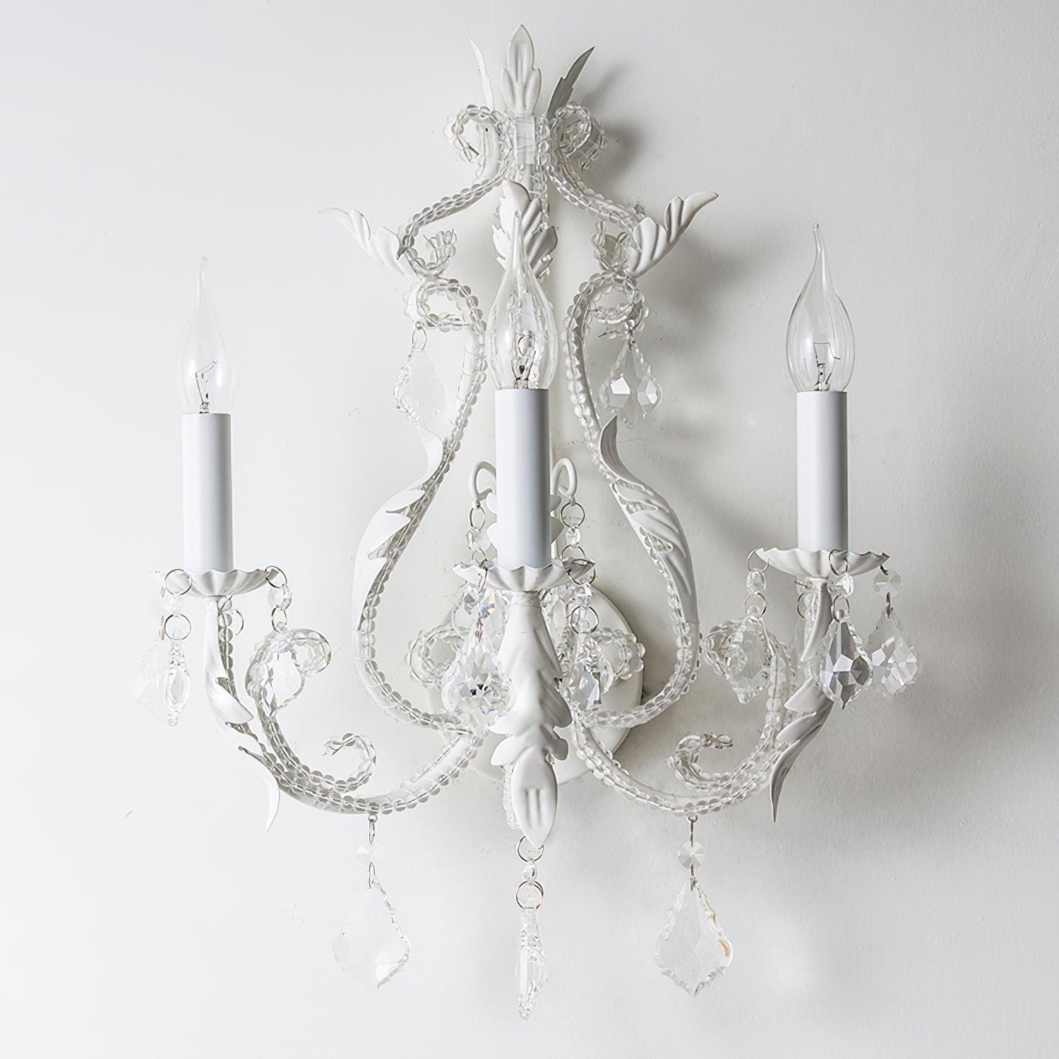 Candle Iron Crystal Glass 3-Light Wall Lamp