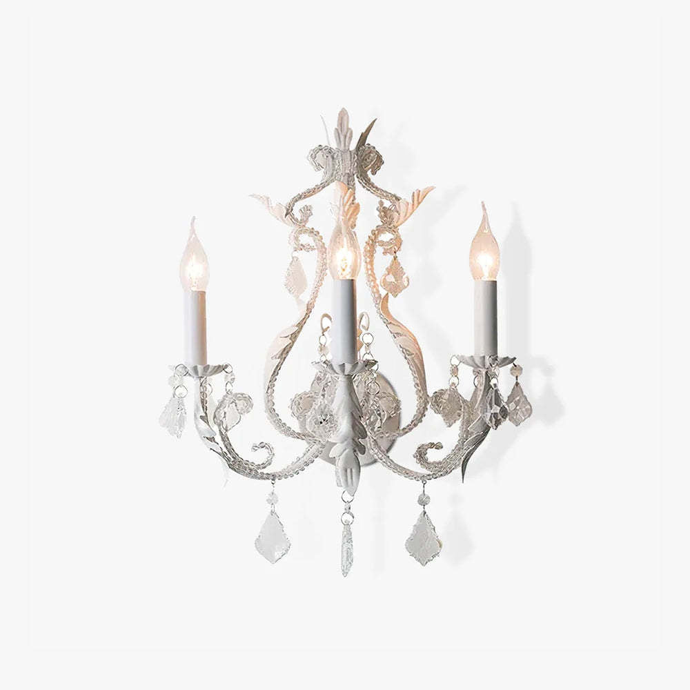Candle Iron Crystal Glass 3-Light Wall Lamp
