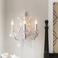 Candle Iron Crystal Glass 3-Light Wall Lamp