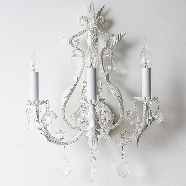 Candle Iron Crystal Glass 3-Light Wall Lamp