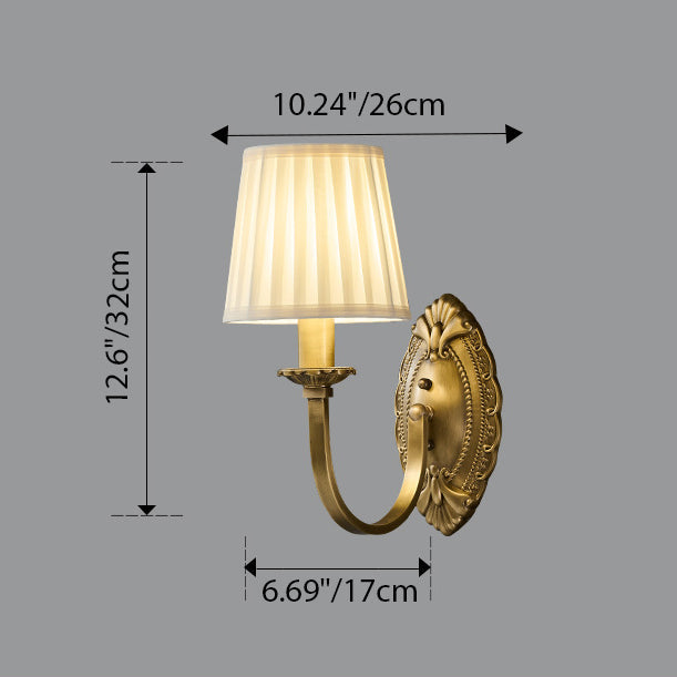 Cylinder Fabric Copper 1/2 Wall Lamp