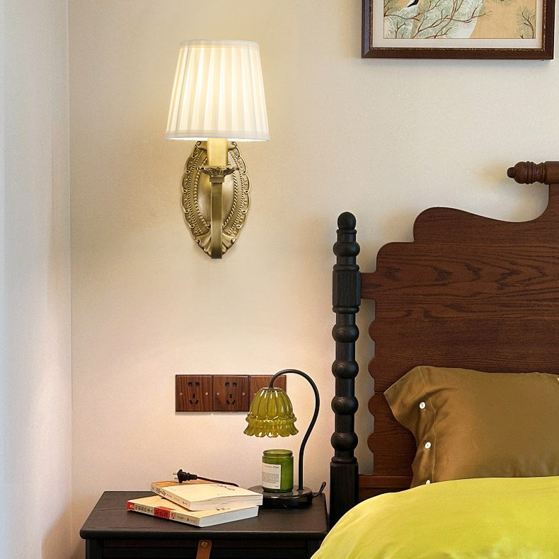 Cylinder Fabric Copper 1/2 Wall Lamp