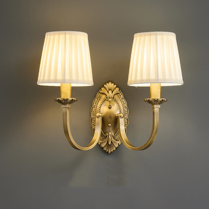 Cylinder Fabric Copper 1/2 Wall Lamp