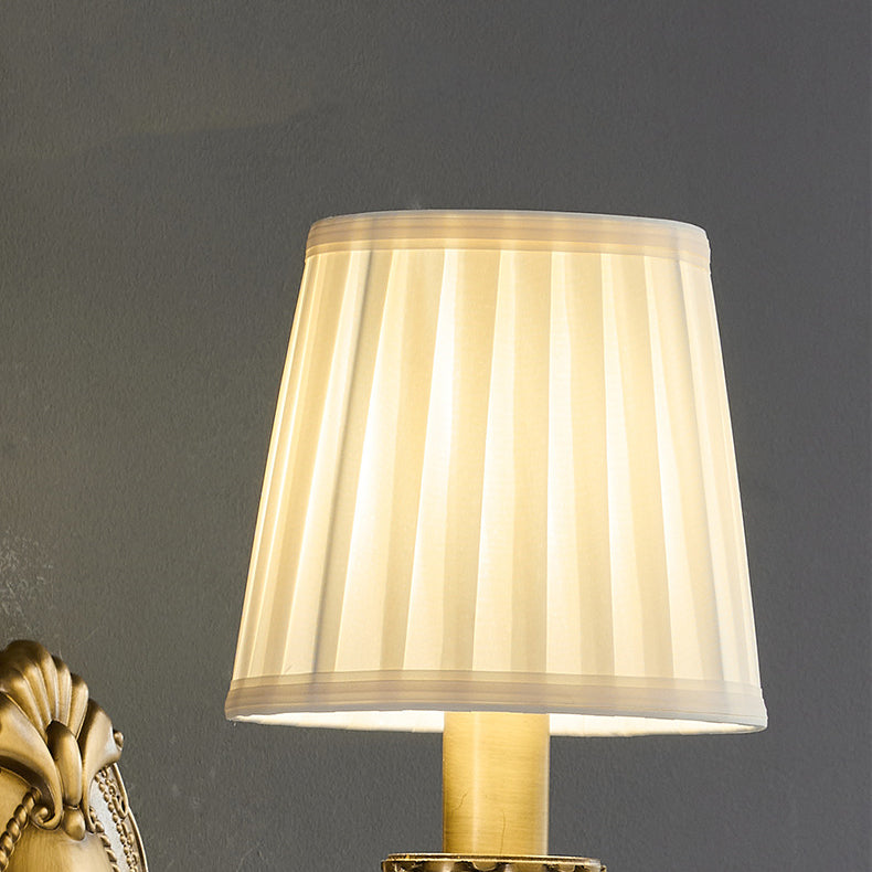 Cylinder Fabric Copper 1/2 Wall Lamp