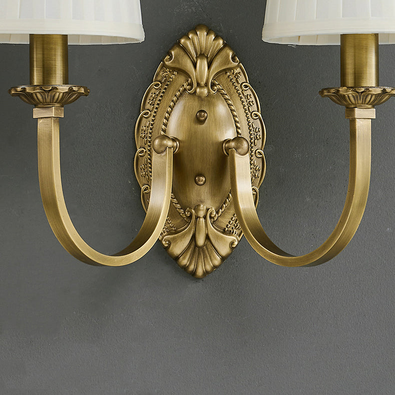 Cylinder Fabric Copper 1/2 Wall Lamp