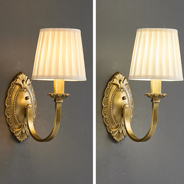 Cylinder Fabric Copper 1/2 Wall Lamp