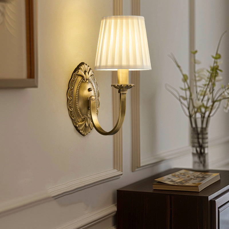 Cylinder Fabric Copper 1/2 Wall Lamp