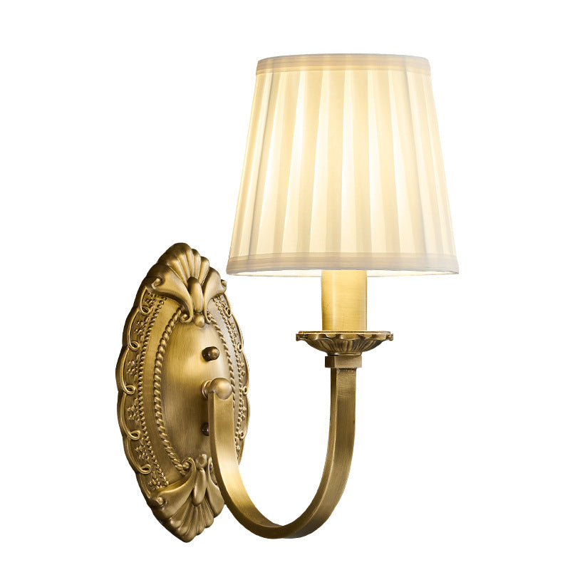 Cylinder Fabric Copper 1/2 Wall Lamp
