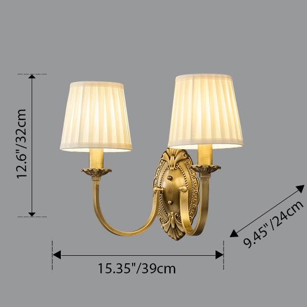 Cylinder Fabric Copper 1/2 Wall Lamp