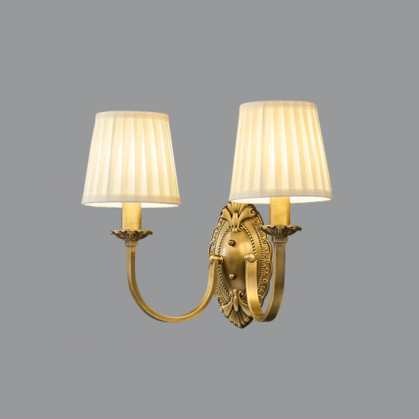 Cylinder Fabric Copper 1/2 Wall Lamp