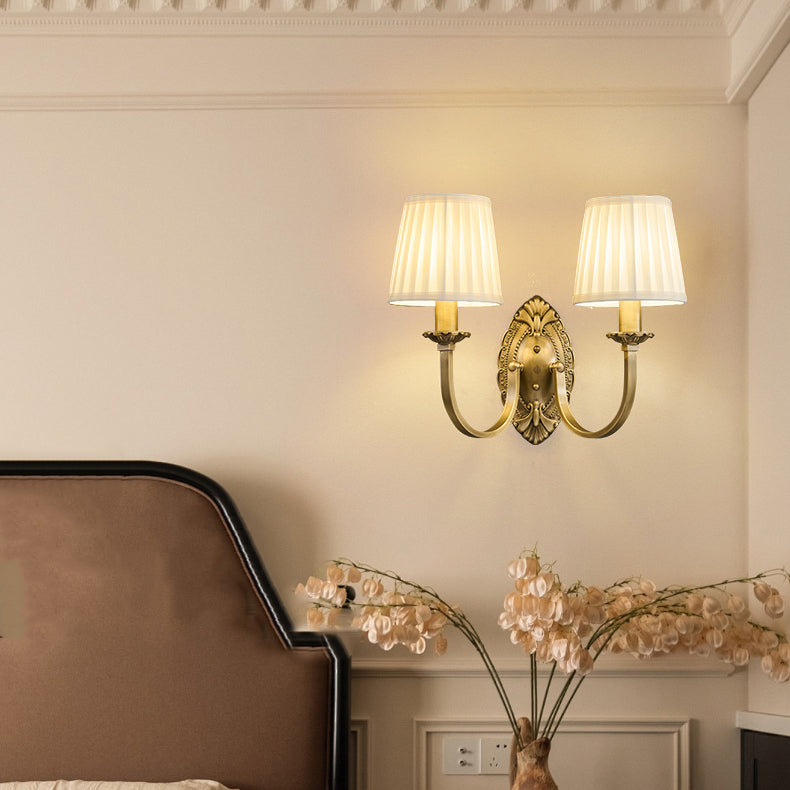 Cylinder Fabric Copper 1/2 Wall Lamp
