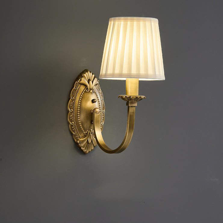 Cylinder Fabric Copper 1/2 Wall Lamp