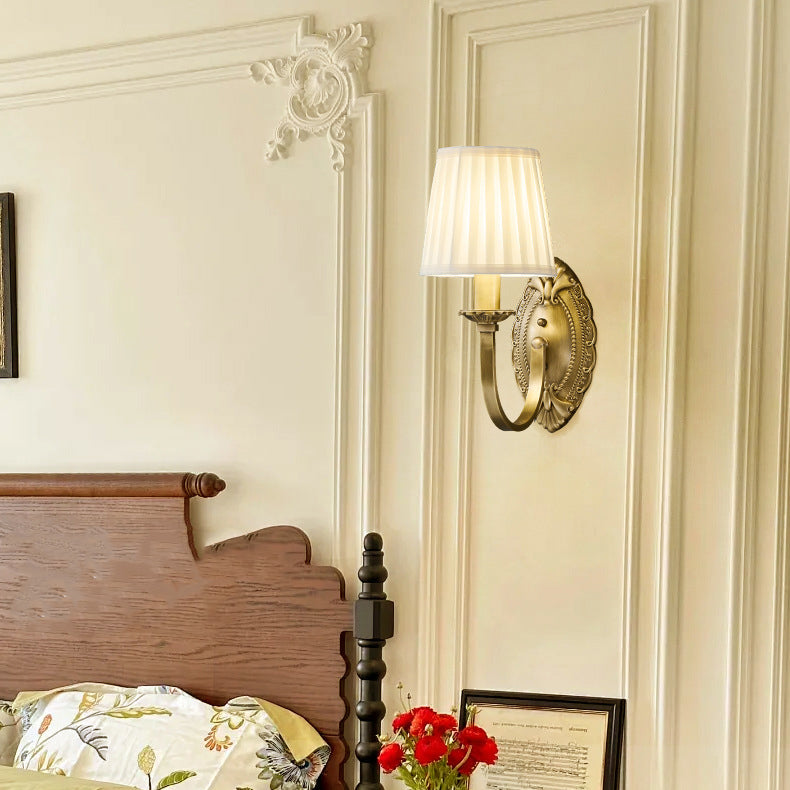 Cylinder Fabric Copper 1/2 Wall Lamp