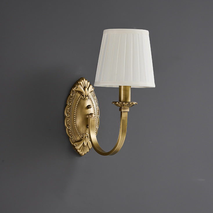 Cylinder Fabric Copper 1/2 Wall Lamp