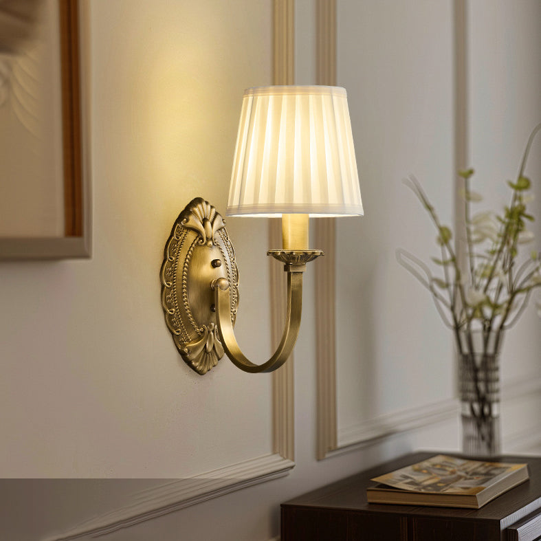 Cylinder Fabric Copper 1/2 Wall Lamp
