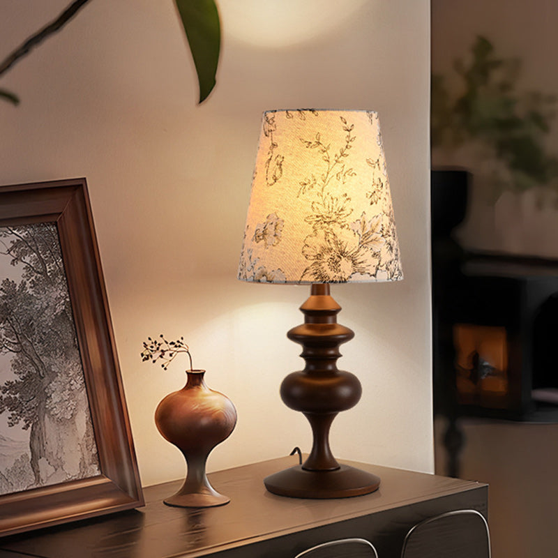 Frustum Cone Oak Fabric Table Lamp