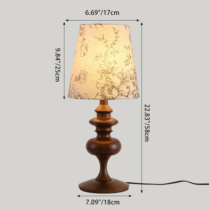 Frustum Cone Oak Fabric Table Lamp