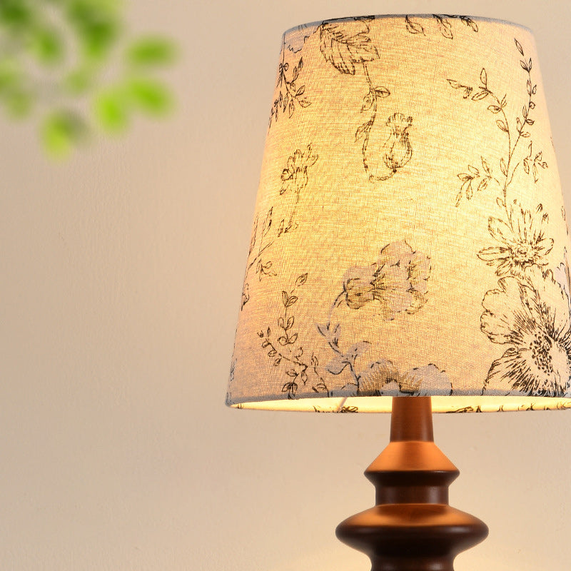 Frustum Cone Oak Fabric Table Lamp