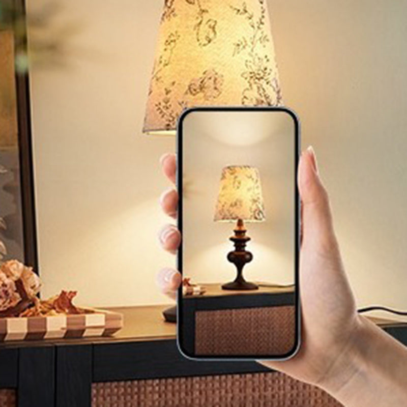 Frustum Cone Oak Fabric Table Lamp
