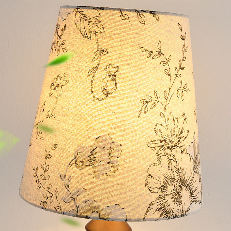 Frustum Cone Oak Fabric Table Lamp