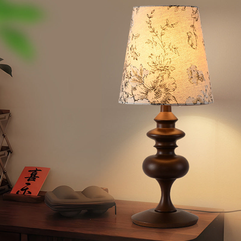 Frustum Cone Oak Fabric Table Lamp