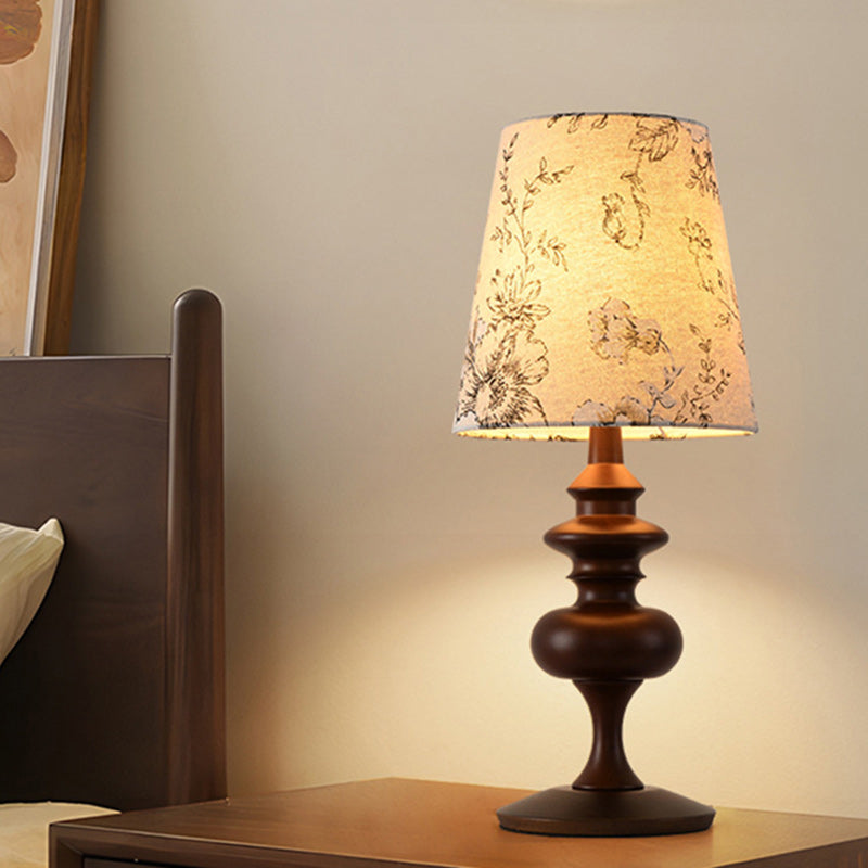 Frustum Cone Oak Fabric Table Lamp