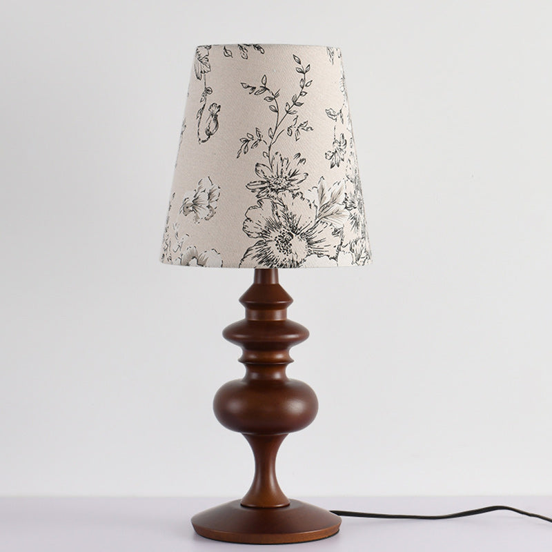 Frustum Cone Oak Fabric Table Lamp