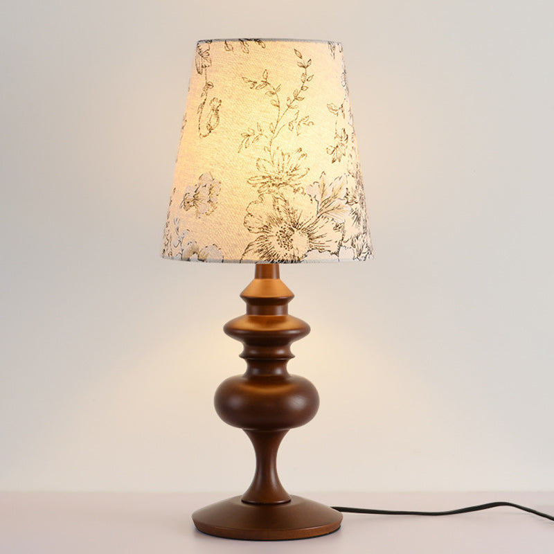 Frustum Cone Oak Fabric Table Lamp
