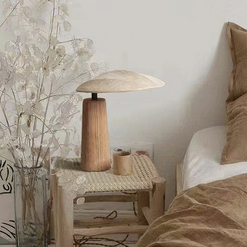 Oval Fabric Wood Bedroom Table Lamp