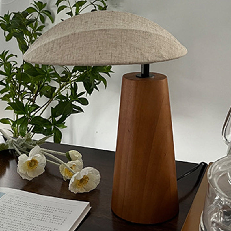 Oval Fabric Wood Bedroom Table Lamp