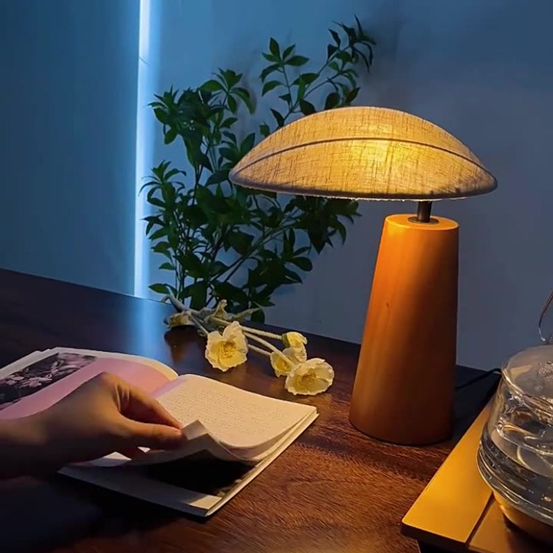 Oval Fabric Wood Bedroom Table Lamp