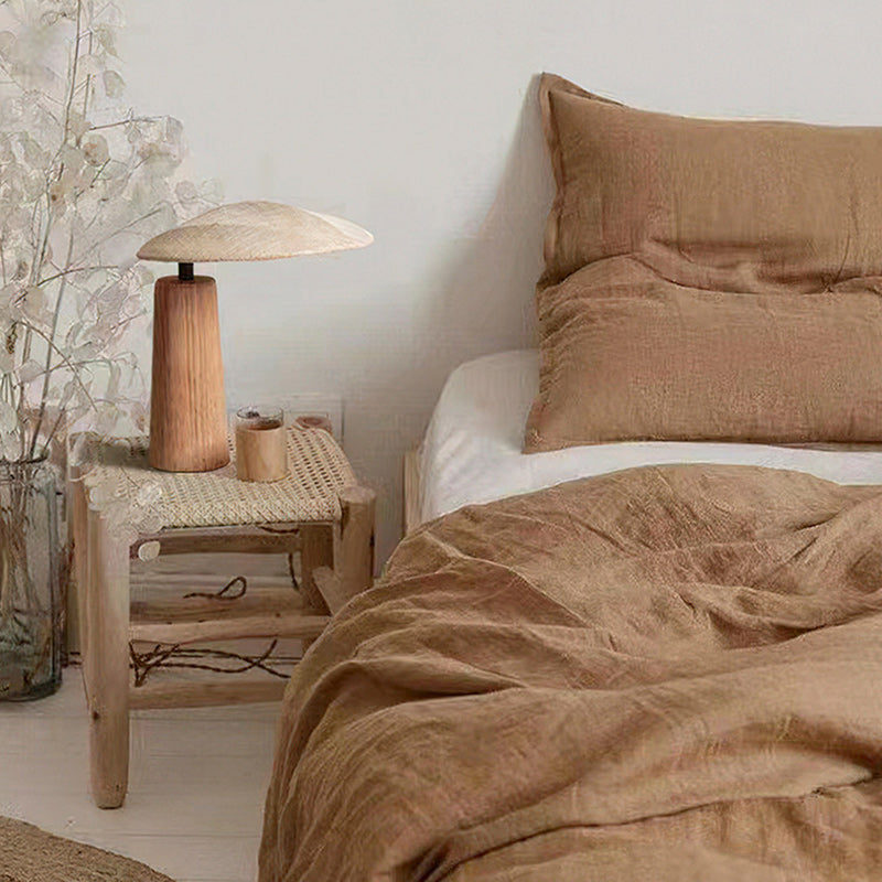 Oval Fabric Wood Bedroom Table Lamp