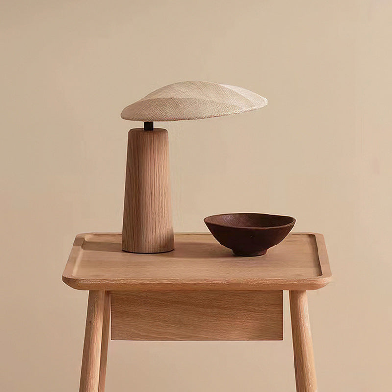 Oval Fabric Wood Bedroom Table Lamp